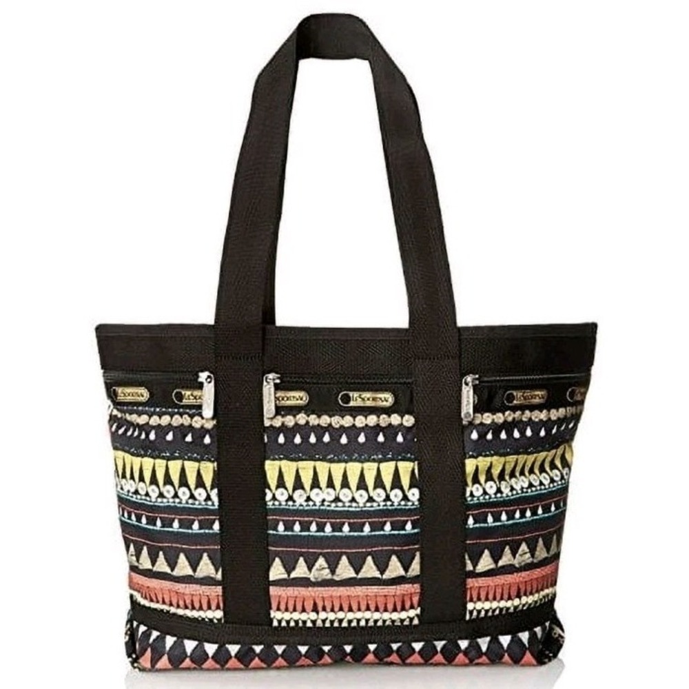 LeSportSac Spice Market Multicolor Tote Bag Shoulder Pockets Beach Travel EUC